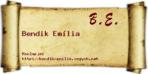 Bendik Emília névjegykártya